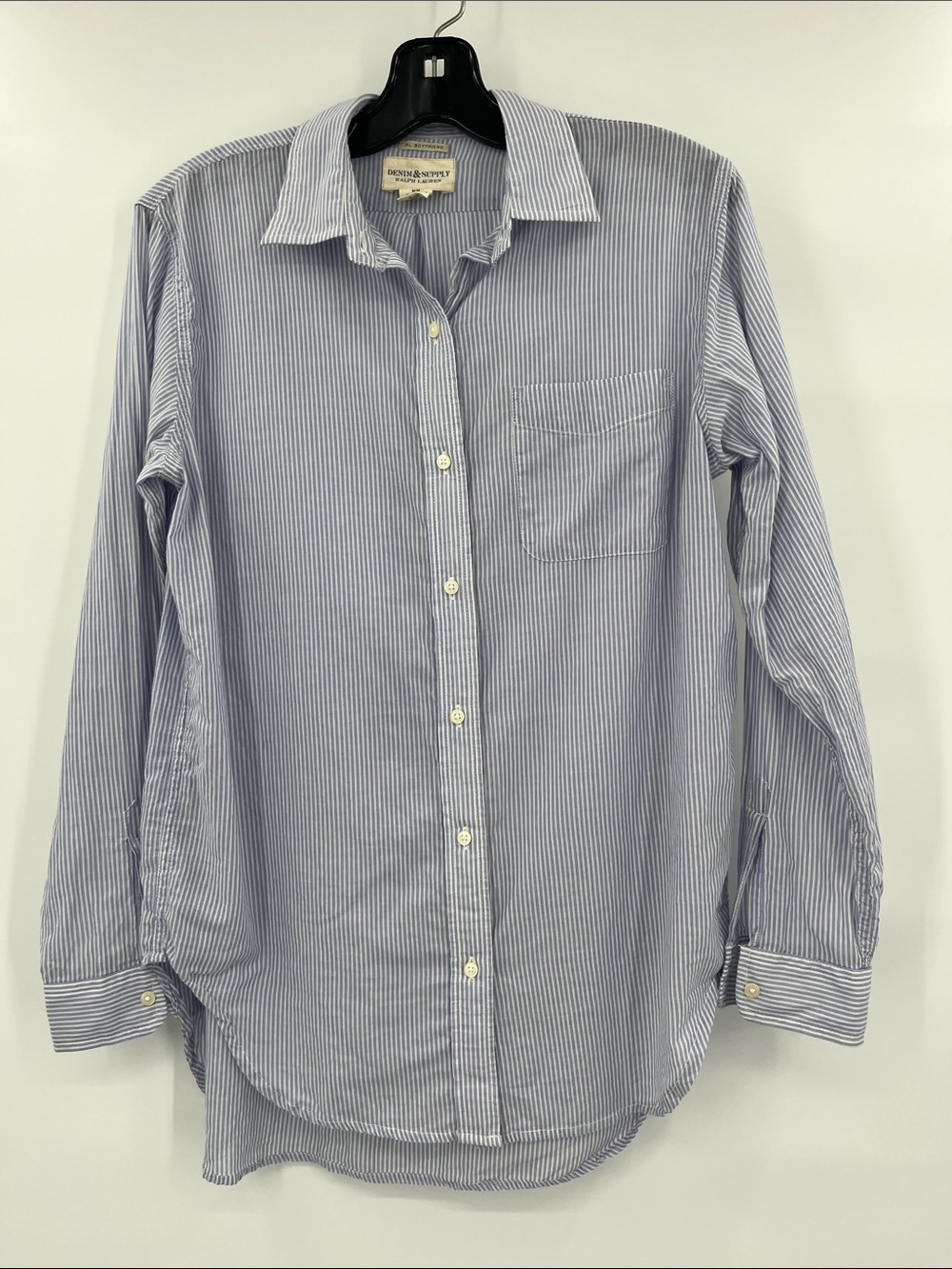 Denim & Supply Ralph Lauren Blue and White Striped Button-Down Shirt Size M